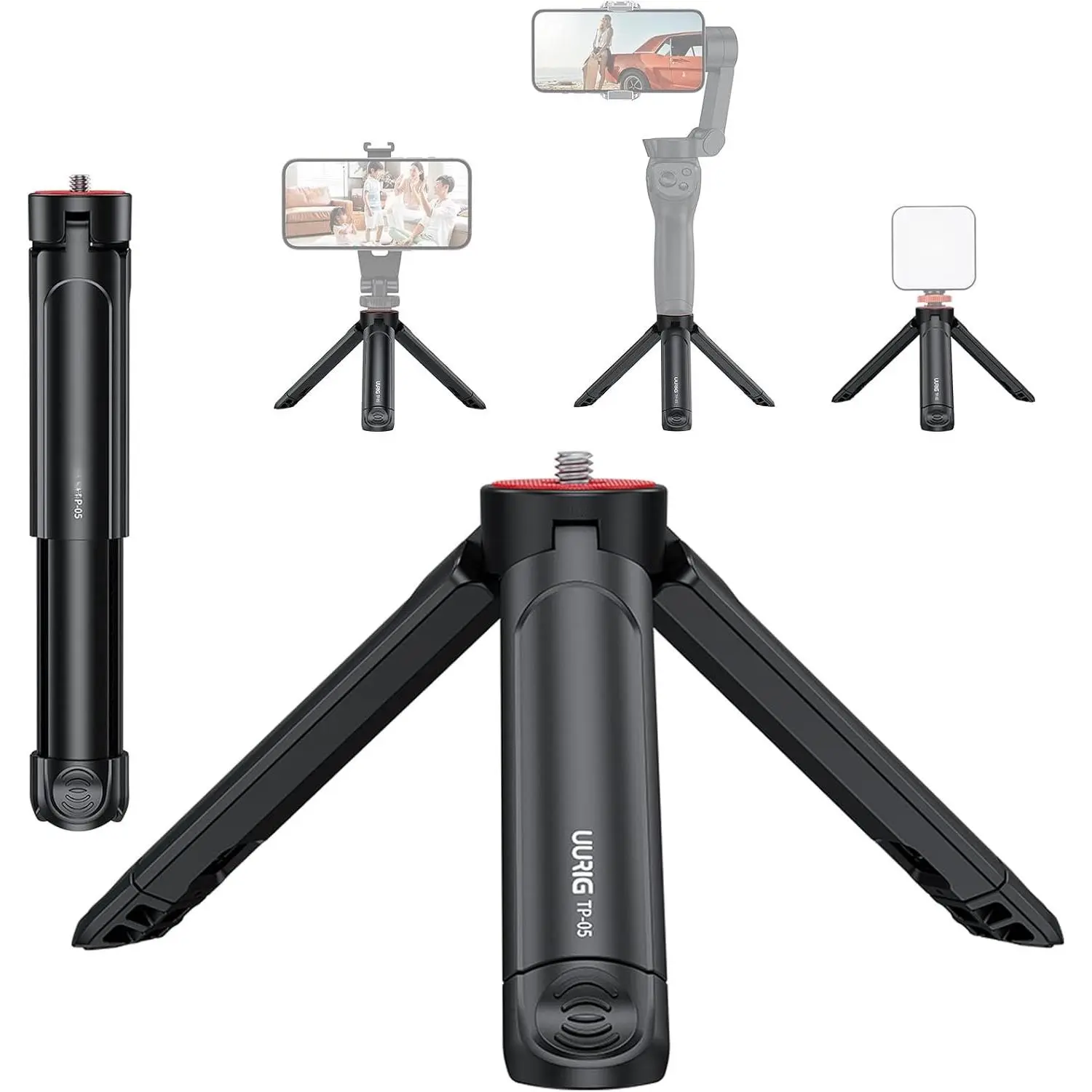 UURIG TP05 Extendable  Tripod, Portable Selfie Stick Handle Grip Desktop Webcam Tripod with 1/4" Screw for DSLR Camera Webcam Phone Holder Selfie Stick Vlog Tripod