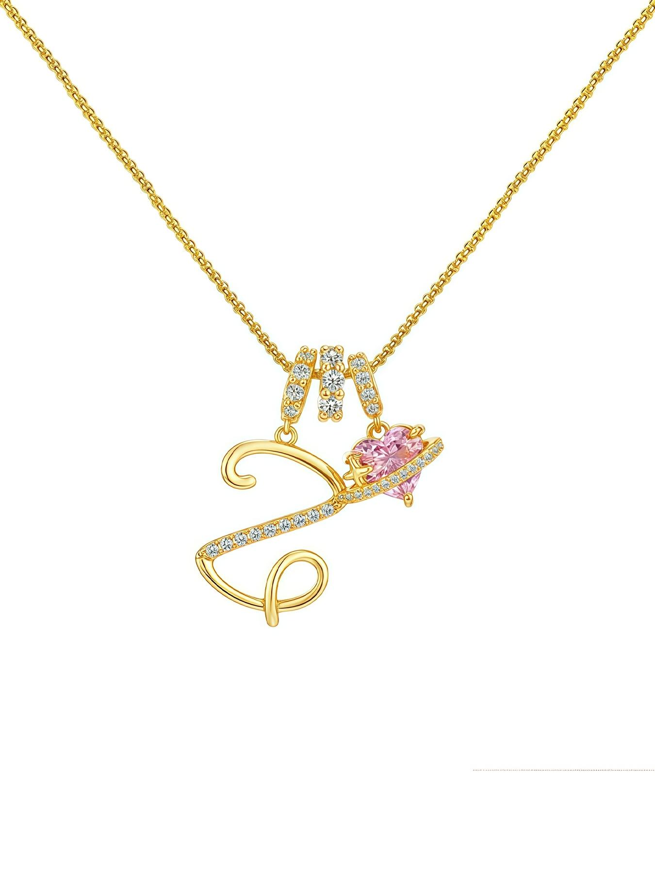 Rose Jewelry Gift Box With Alphabet Initial Heart Necklace for Women, Valentine's Day Wedding Anniversary Jewelry Gift for Girlfriend Wife, Birthday Christmas Gift for Daughter Mom