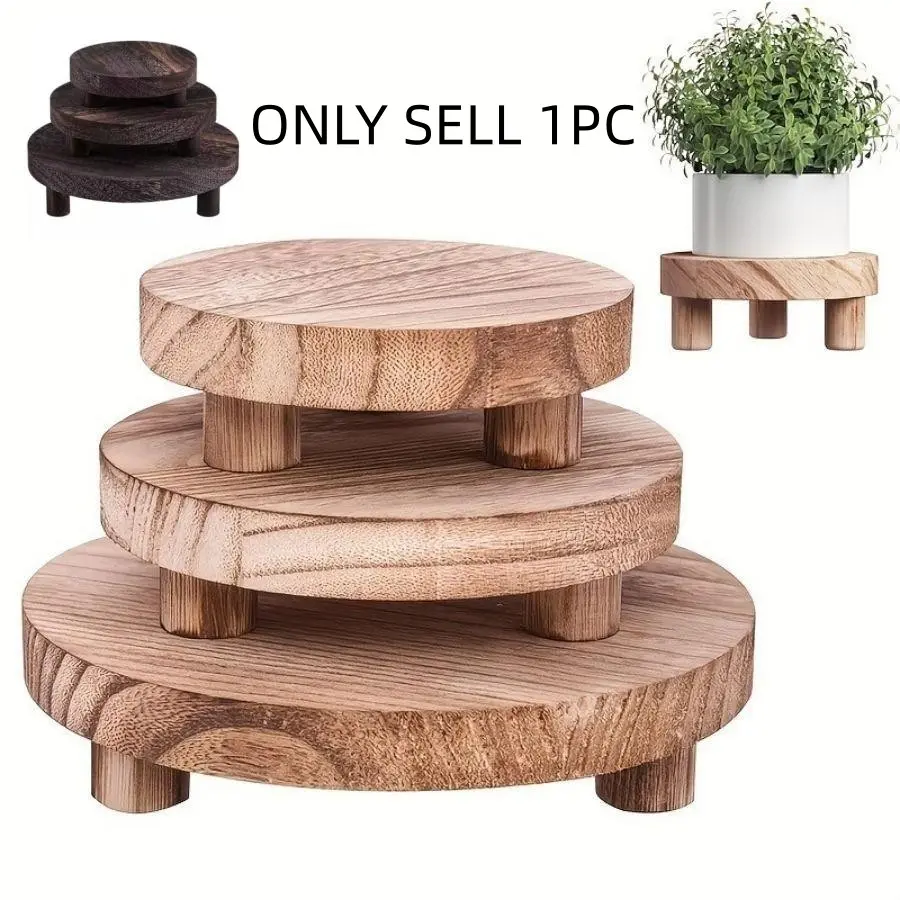 1pcs Solid Wood Round Tray, Kitchen Tray, Planter Tray, Decorative Serving Tray, Food Tray, Candle Tray, Three Sizes, Home Decor, Picnic, Restaurant, Coffee Shop, Festival Decoration
