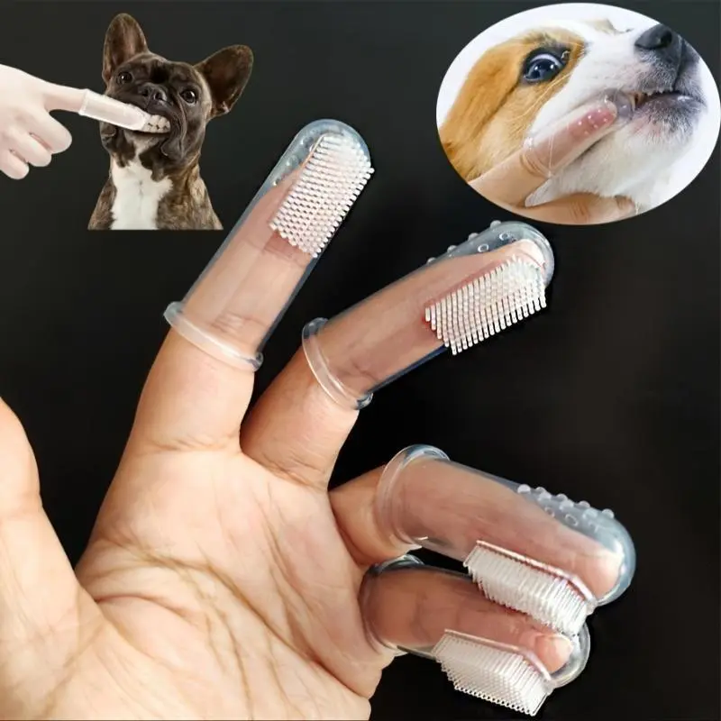 Pet Toothbrushes Set Pack - 1 Set Soft Finger Sleeve Tool with Comfortable Fit for Dogs & Cats, Deep Oral Cleaning, Promotes Better Dental Health (Sports & Outdoor Protective Gear Accessory), Easy To Use, Small