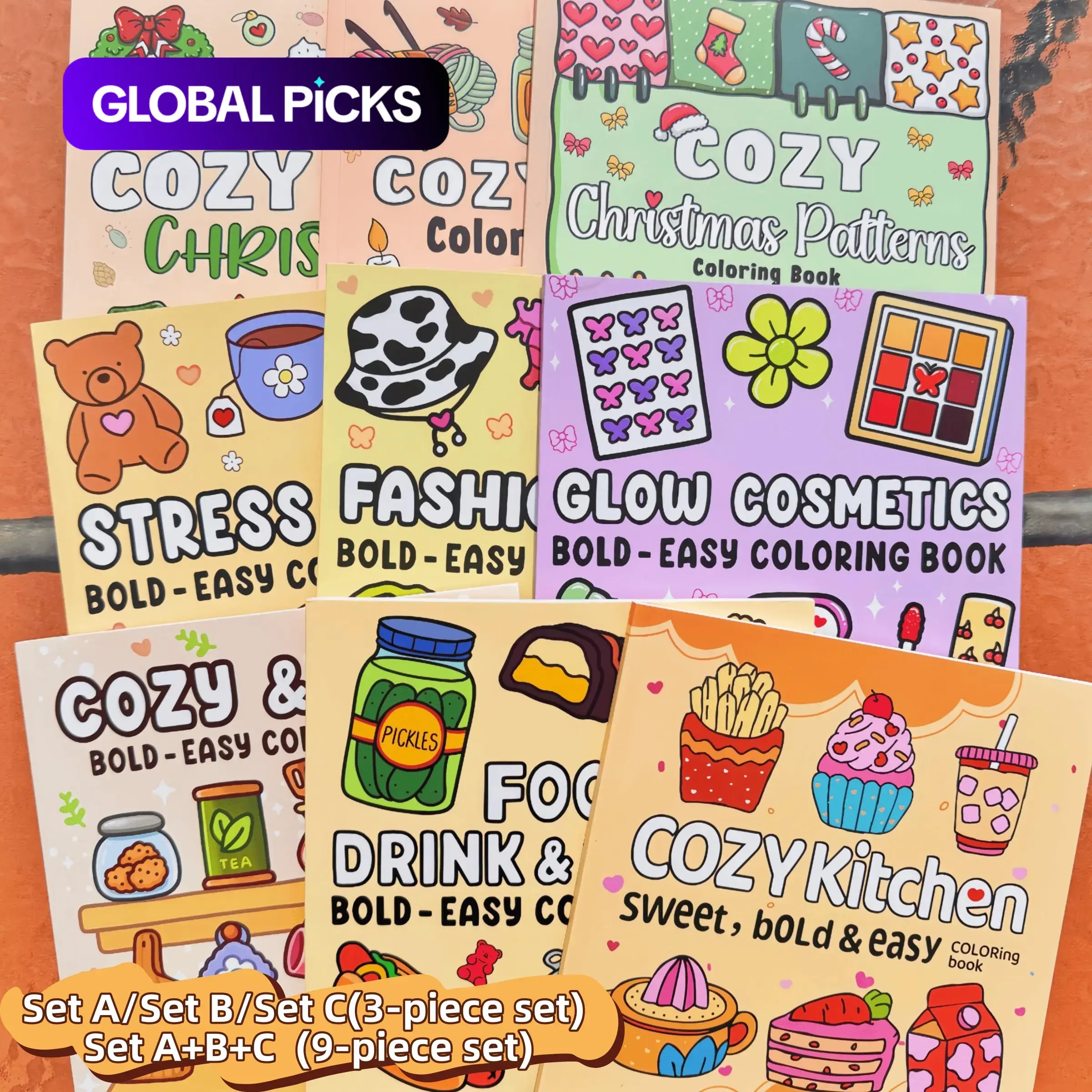 3/9 Pieces Thick Line Kids Coloring Book Set, Activity Book, Diverse Element Themed Stress Relief Drawing Book, Portable for Daily Travel Bedtime, Ideal Coloring Gift #GLOBAL PICKS