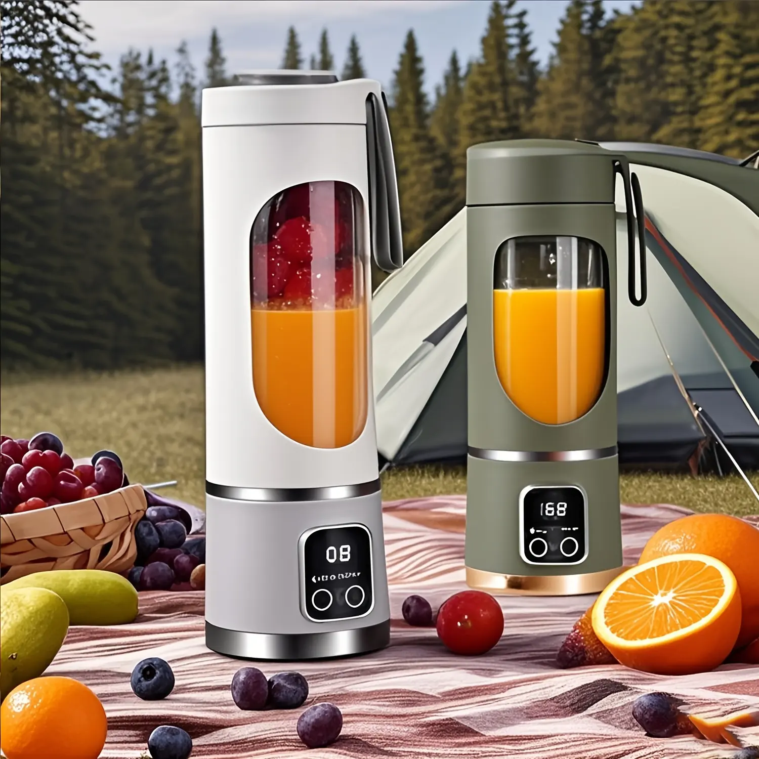 Portable Handheld Juicer, 1500mAh Rechargeable Fruit Vegetable Juice Extractor, Food Grade ABS & Stainless Steel Multifunctional Juicer Machine, Summer Kitchen Gadget, Ready Gift Box for Mother's Day