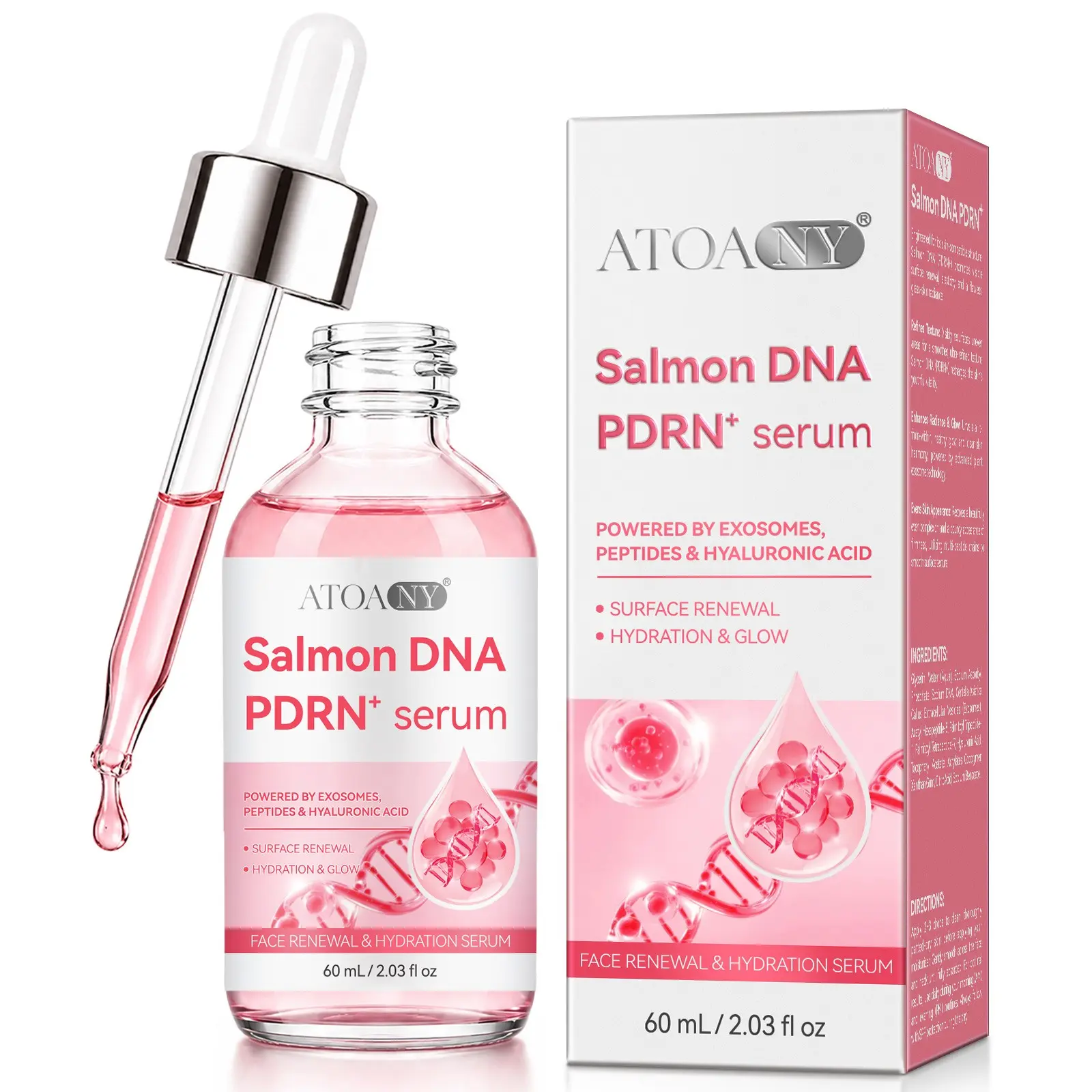ATOANY PDRN Serum 60mL, Peptide Serum Ampoules, PDRN Serum, Deep-Penetrating Collagen Peptide Serum—brightens skin tone, hydrates, moisturizes, firms, tightens, lifts, smooths, and improves uneven skin tone, Essence