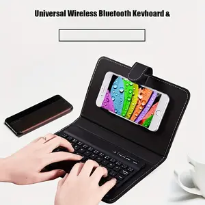 Portable Wireless Rechargeable Mobile Keyboard - Full-Size, Foldable Black PU Leather, High-Quality Keys, Smooth Typing, Compact, for Smartphones & Tablets, Business Professionals Accessory (Indoor Recreation Use)