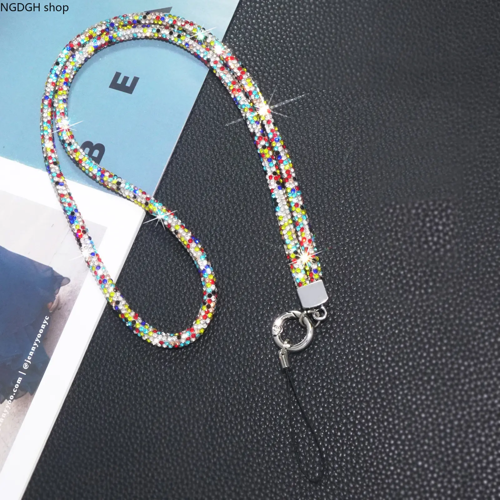 Women's Adjustable Rhinestone Mobile Phone Strap - Sparkling Crystal Bling Crossbody Neck Lanyard, Trendy Fashion Accessory for Sports, Outdoor Use
