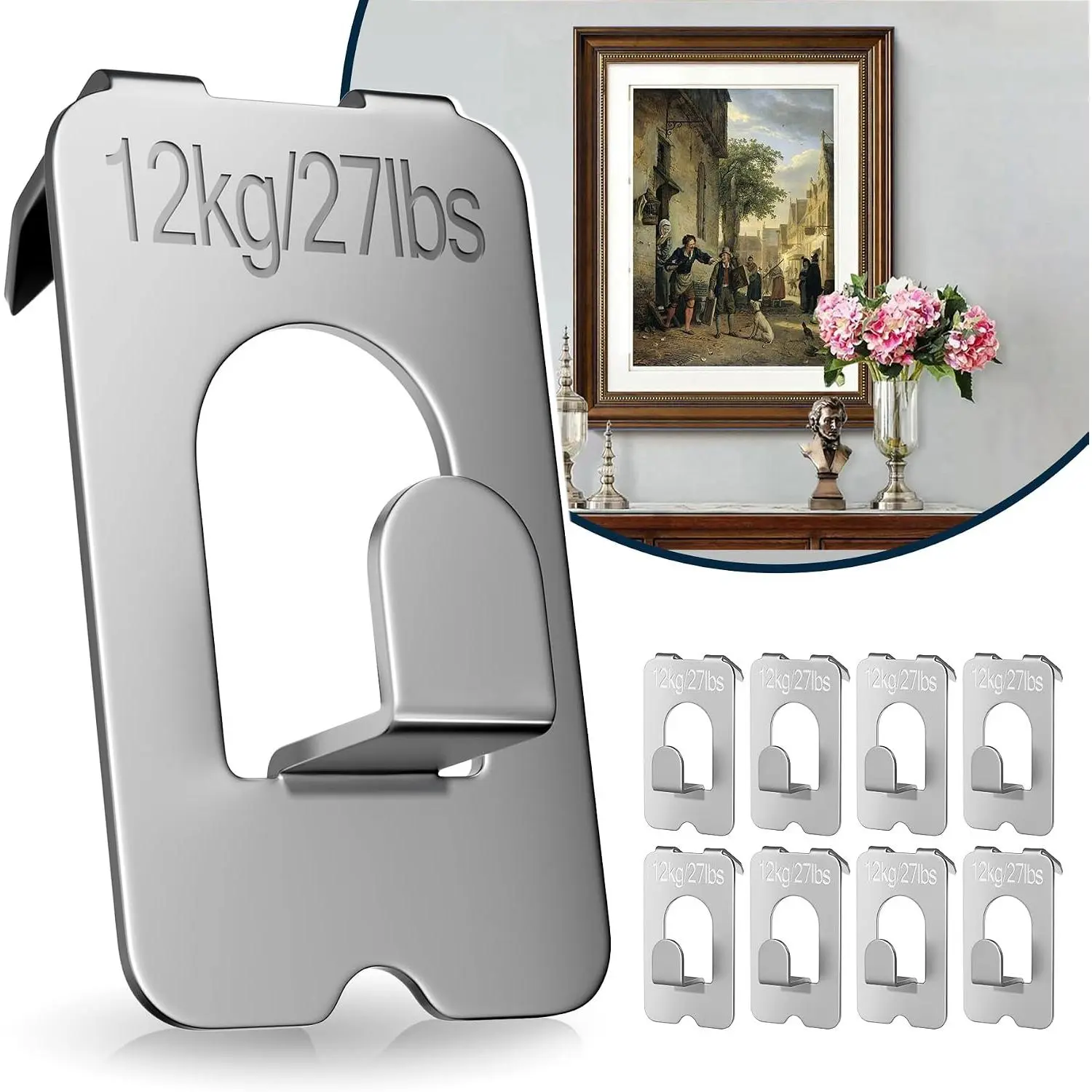 Picture Hangers for Drywall 8 count, No  Heavy Duty Drywall Hook | Claw Drywall Picture Hanger 27Lbs Load, Heavy Duty Wall Hanger for  Pictures, Mirrors,  Office Decor, No tools