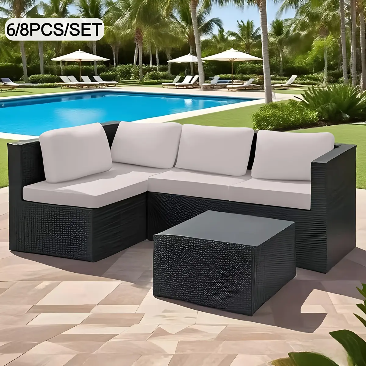 A Set of 6/8pcs in Smoky Ash White, Emerald Green, Rose Red, Outdoor Sofa Cushion Covers, Indoor Sofa Cushion Covers, Machine Washable or Hand Washable, with Elastic Band Closure, Sliky Fiber Fabric, Suitable for Garden, Park, Indoor and Outdoor Sofa
