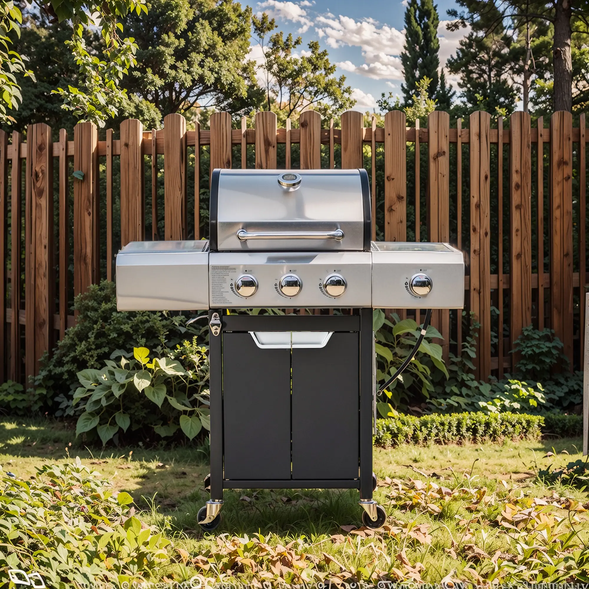 ARCH 3-Burner Propane Gas Grill - Stainless Steel BBQ with Side Burner, Rack, 40500 BTU, 376 Sq In Cooking Area, Backyard Setup, Outdoor Grilling, Camp Kitchen Use, Silver, Product Dimensions, Backyard Cookouts