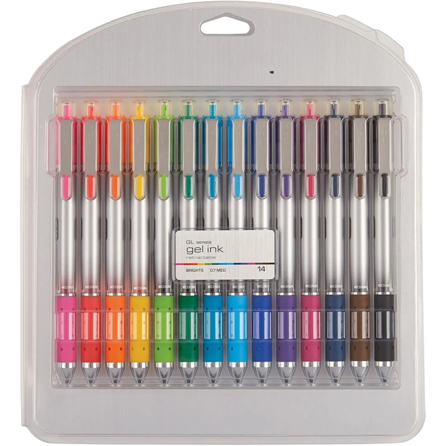 ® GL Series Retractable Gel Pens, Medium Point, 0.7 mm,  Barrel,  Standard & Bright Ink Colors, Pack Of 14 Pen