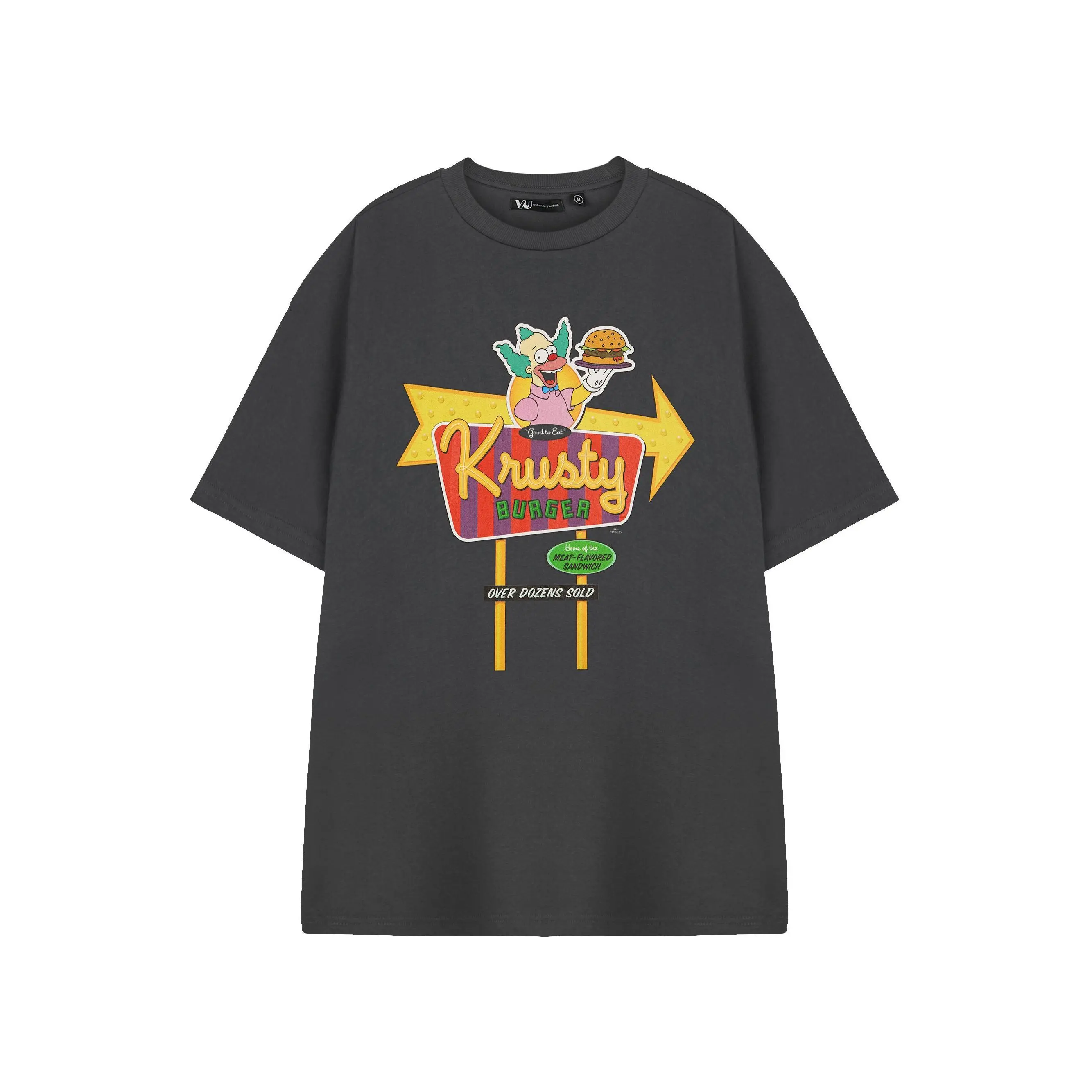 Krusty Burger Graphic T-Shirt, Men's Unisex The Simpsons Retro Crew Neck, Oversized Heather Cotton 90s Cartoon Streetwear Gift, All Over Print