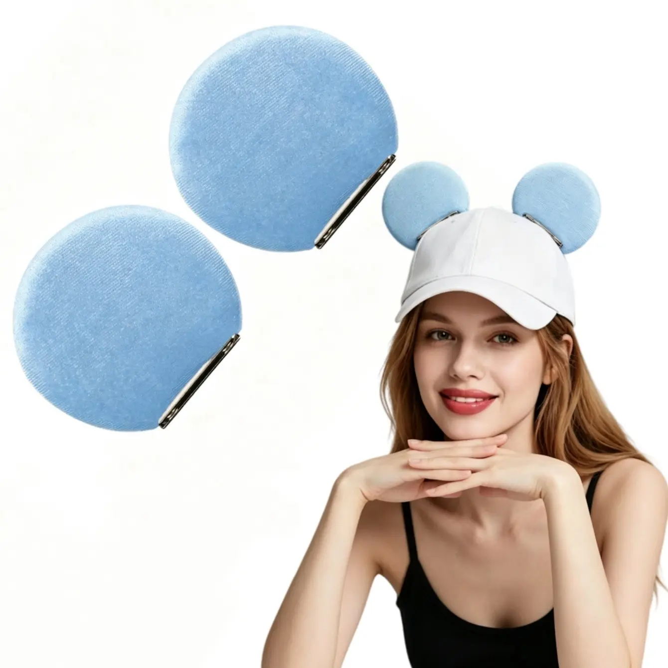 Magnetic Mouse Ears for Hats, Detachable Ears for Men Women Kids, Includes Extra Magnets, Fits Baseball Caps & More