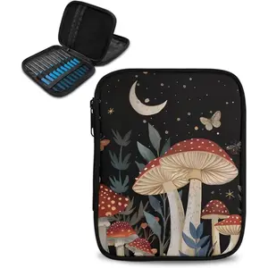 Crochet Hook Case Organizer Easy to Clean Knitting Needle Storage with Web Pockets Lightweight for Travel