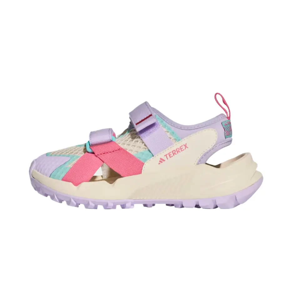 adidas Terrex Hydroterra Fabric Synthetic Leather Comfortable Velcro Round Toe Quick-Dry Shock Absorbing Non-Slip Low-Top Sandals KJ1884, Velcro Strips