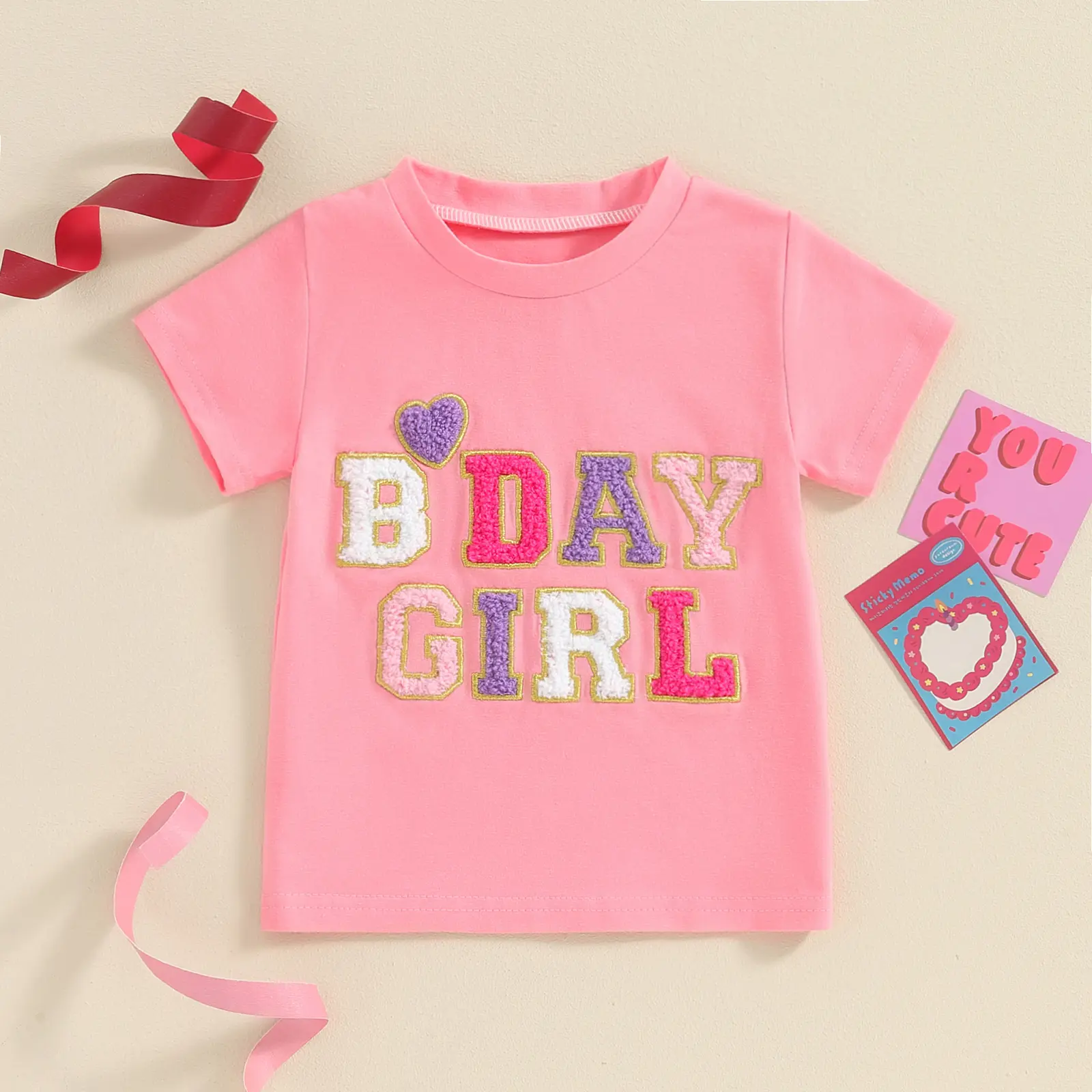 Toddler Baby Girl Birthday Shirt One Two Three Four Five Short Sleeve Embroidery Tee Shirt Birthday Outfits Clothes