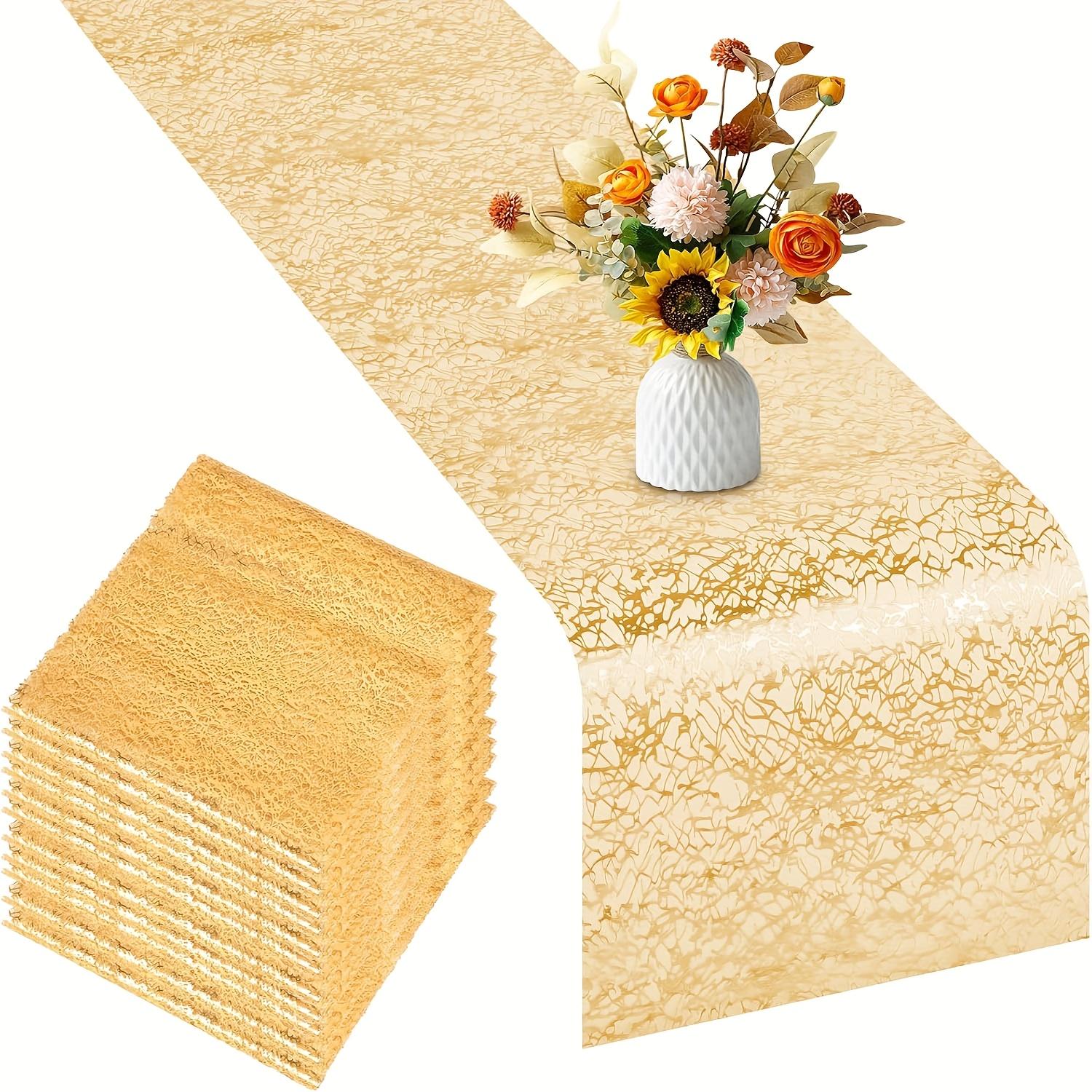 For Weddings, Parties, Christmas & Graduations, Table Decoration Upgrade Solution, Gold Glitter Mesh Table Runners, Shiny Decorative Atmospheric, Effortlessly Create Upscale Table Decoration, 11 X 108 Inch 10 Pack