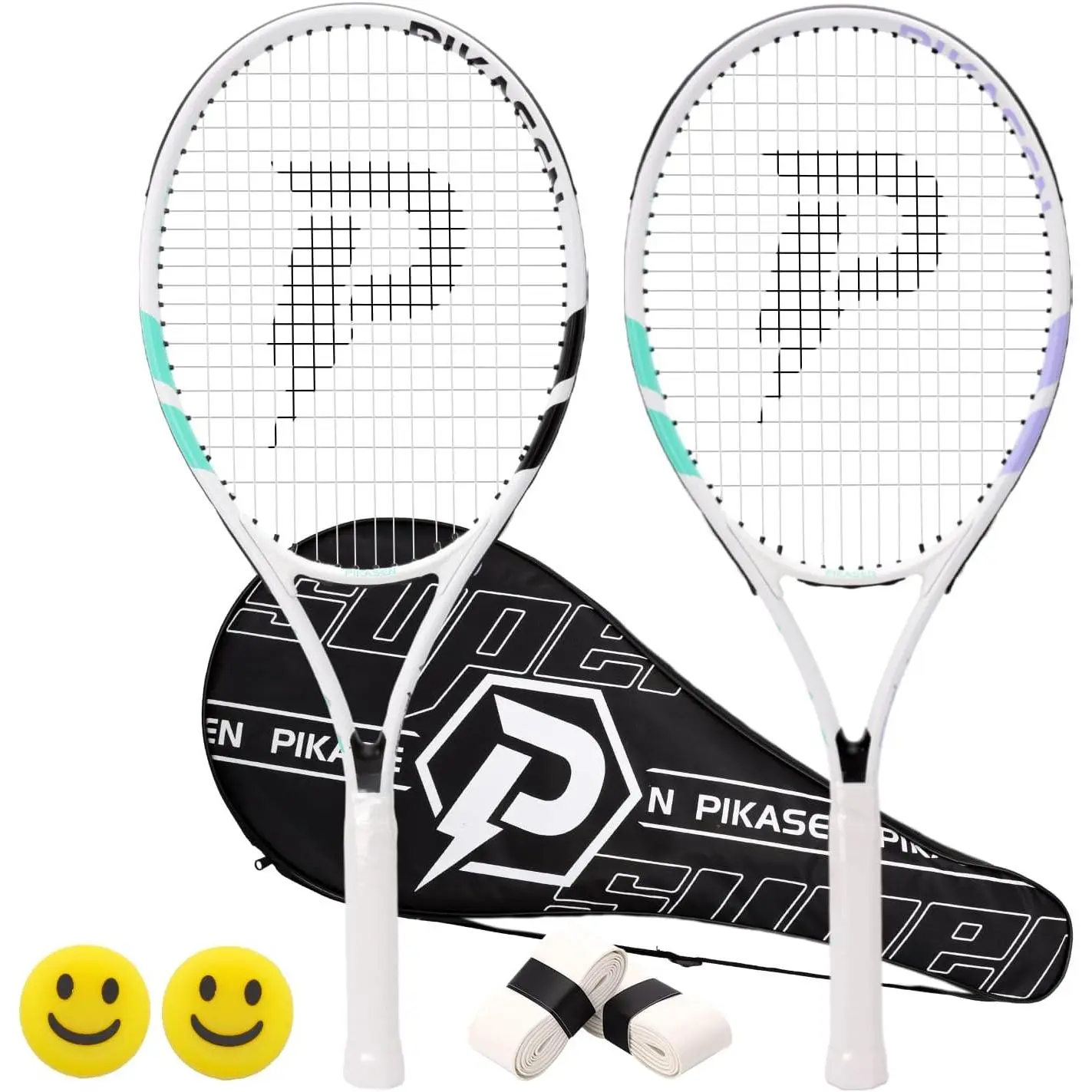27 Inch Tennis Rackets for Adult Recreational 2 Players Tennis Rackets Set with 2 Overgrips and 1 Tennis Bag.Perfect for Beginners and Students Training