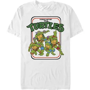 Nickelodeon Big & Tall Teenage Mutant Ninja Turtles Vinatge TMNT Men's Tops Short Sleeve Tee Shirt Teenage Mutant Ninja Turtles Classic Group Graphic Tee Retro Cartoon Casual Crewneck T-Shirt for TMNT Fans & Streetwear Lovers