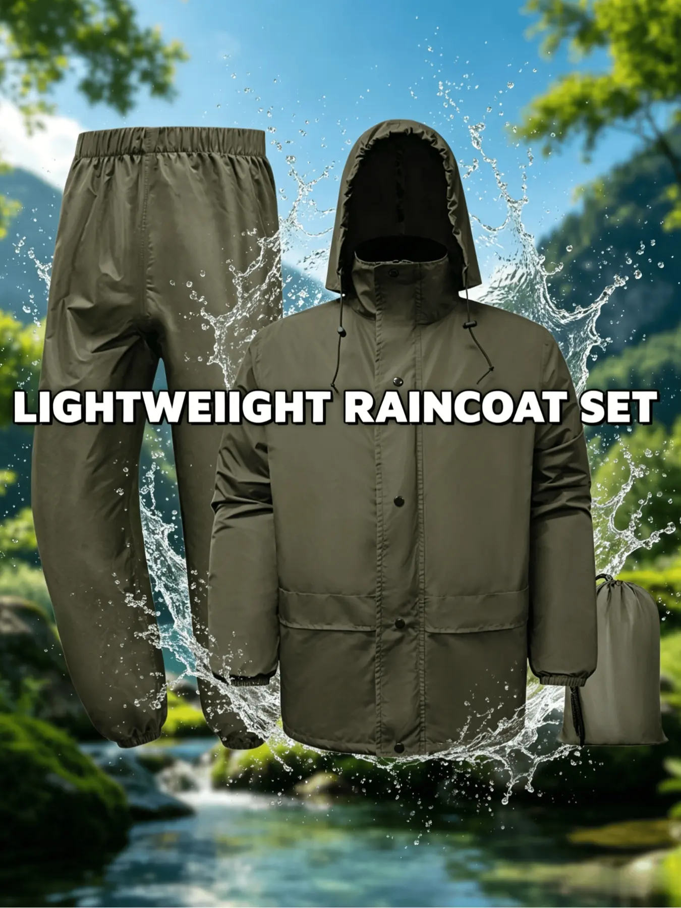 Waterproof Raincoat Set, Durable Breathable Unisex Rain Gear, Foldable Design, Ideal for Outdoor Activities, Rainy Day, Men's & Women's Rainwear, Waterproof Hooded Raincoat, Lightweight Rain Coat