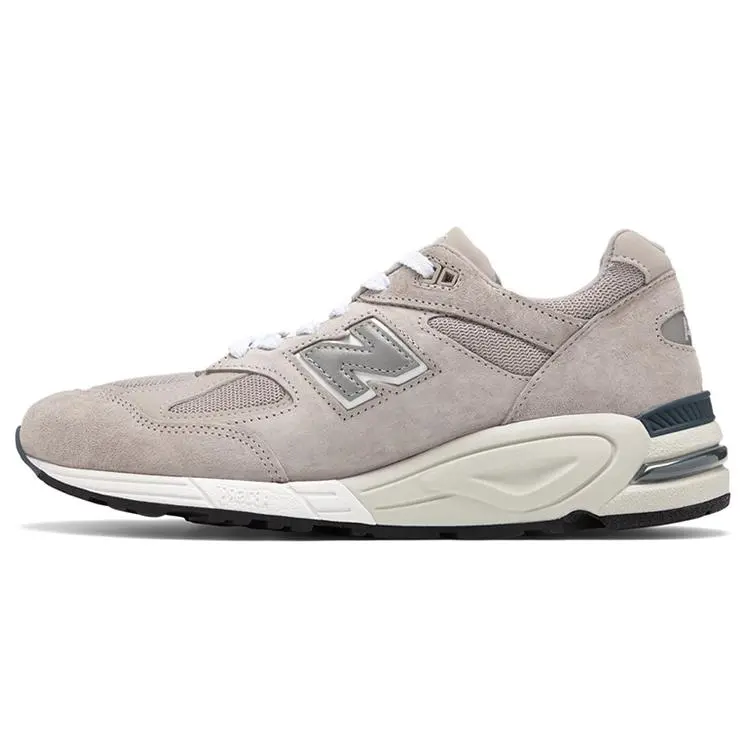 New Balance NB 990 V2 Retro Leather Low-Top Casual Running Shoes for Men and Women, Light Gray Verifiable, with credentials and supporting global authentication