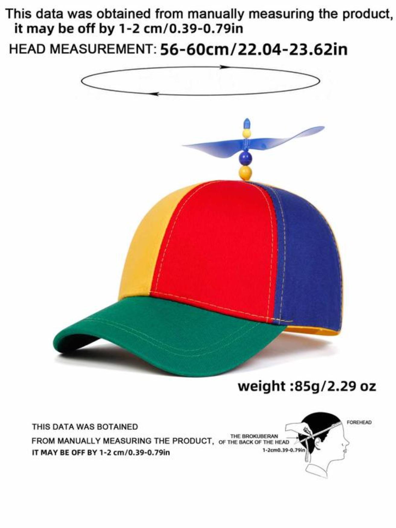Colorful Helicopter Baseball Cap Neutral Adjustable Cute Baseball Helicopter Propeller Cap Snapback Cap with Spinning Rainbow Propeller for Festivals & Parties