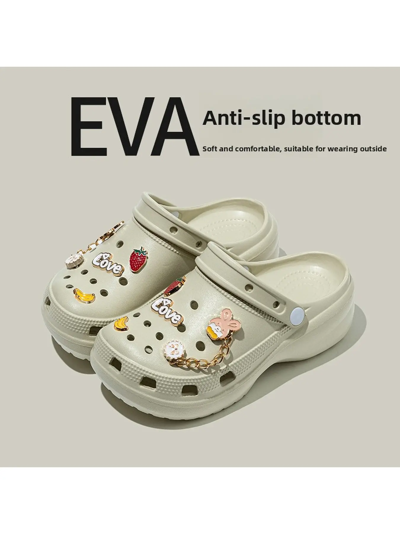 Popular Cloud Hole Shoes for Women, All-Season Fashionable Versatile Height-Enhancing Non-Slip Beach Sandals