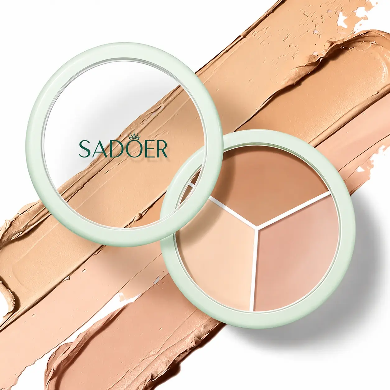 Cover Up Pro Concealer 10.5g, Korean Makeup, 3-Color Palette, Color Corrector, Full Coverage, Dark Circles, Correcting, Blemishes, Redness, Sweat-Proof, 24HR Longwear, Non-Cakey