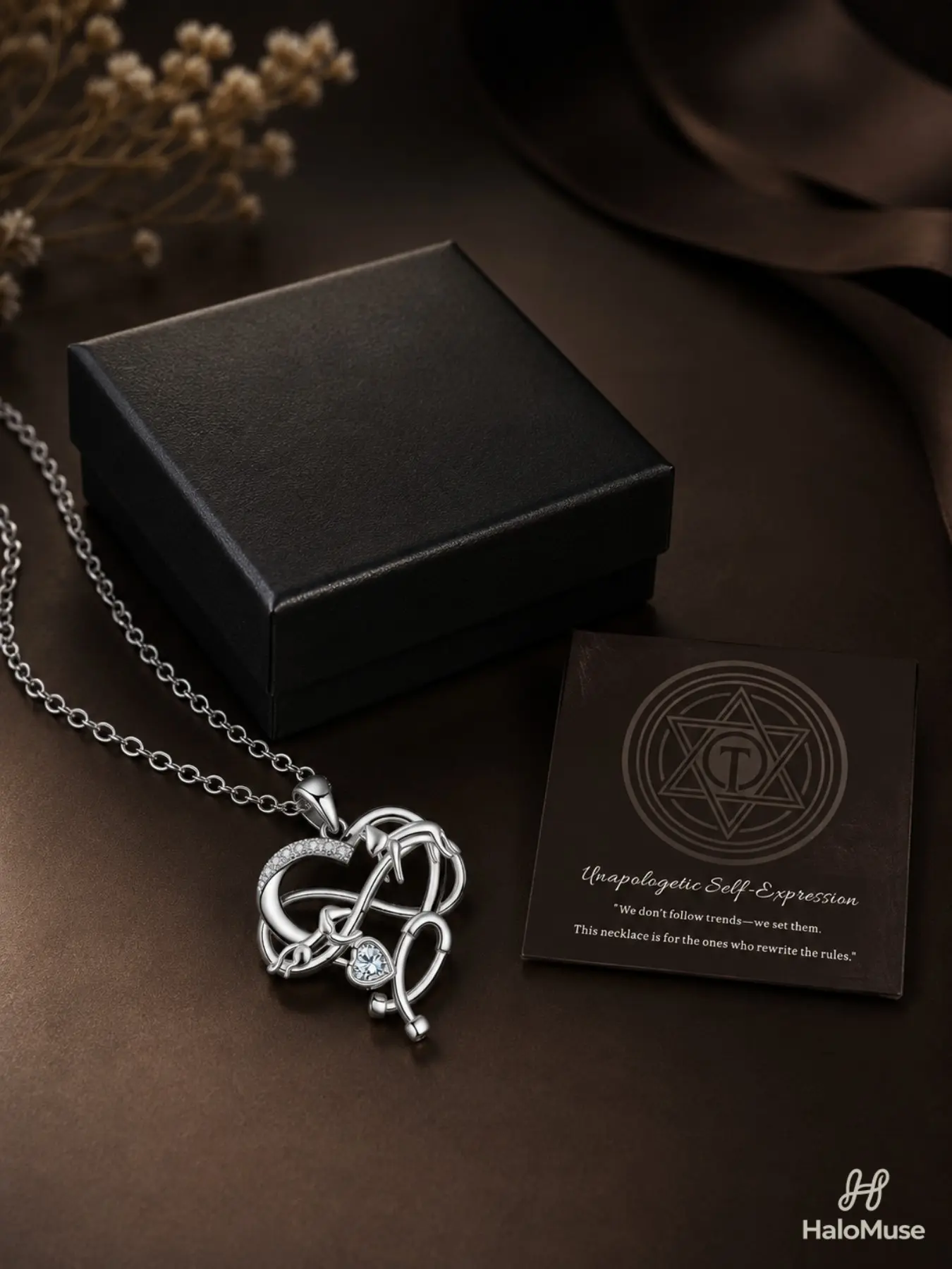 Halo Muse 1 Set Infinity Heart Cat Dog Necklace Gift Set, Elegant Silver-Tone Cat Dog Love Pendant with Sparkling Heart Stone, Gift Box & Card for Women, Cat Lovers, Birthday, Anniversary, Valentine's Day