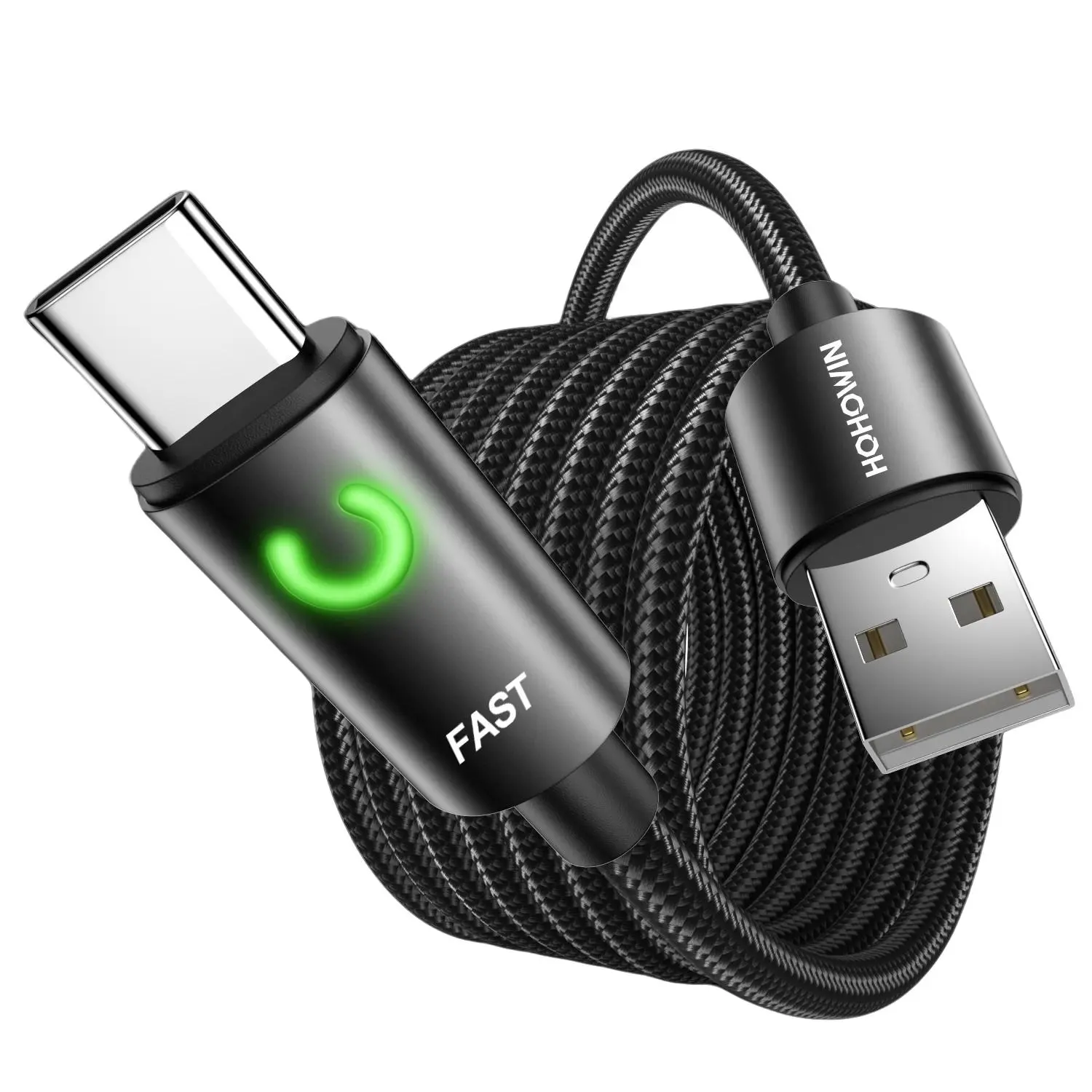 Fast Charge Type-C Cable, USB-A to USB-C Data Cable, Nylon Braided, Durable Anti-Tangle Design, Compatible with iPhone 17/16 Pro Max, Samsung S26/s25, USB C Cable Fast Charging