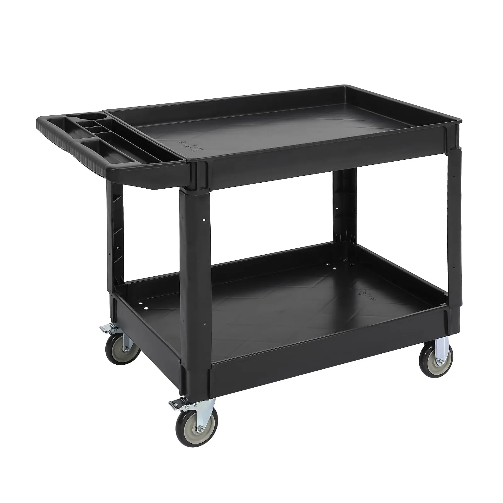 GARVEEStanding Stable Original Extra Large Utility Cart, Heavy Duty Tub Cart Holds 500 lbs, 2-Shelf Large Rolling Cart, Service Cart for Warehouses, Garages, Schools and Offices
