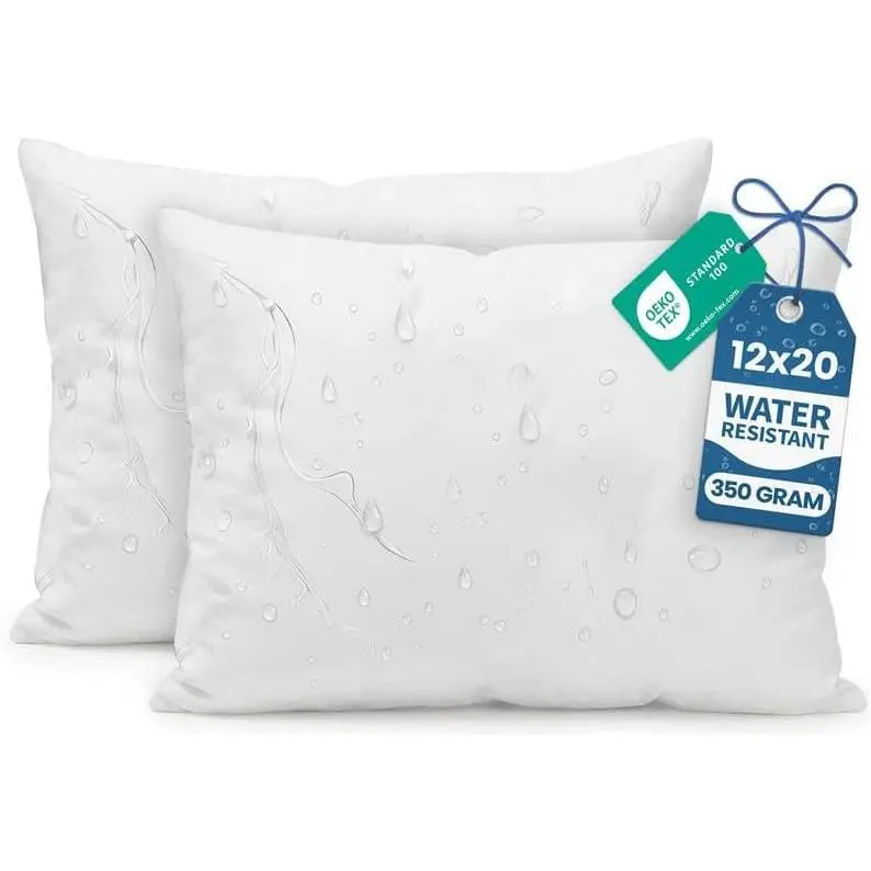 12x20 Outdoor Pillows, Water Resistant Throw Pillows, 2-Pack | Outdoor Throw Pillows, Water Repellent, Decorative Pillow for Patio Furniture & Porches, Plush & Supportive, Pack of 2, White