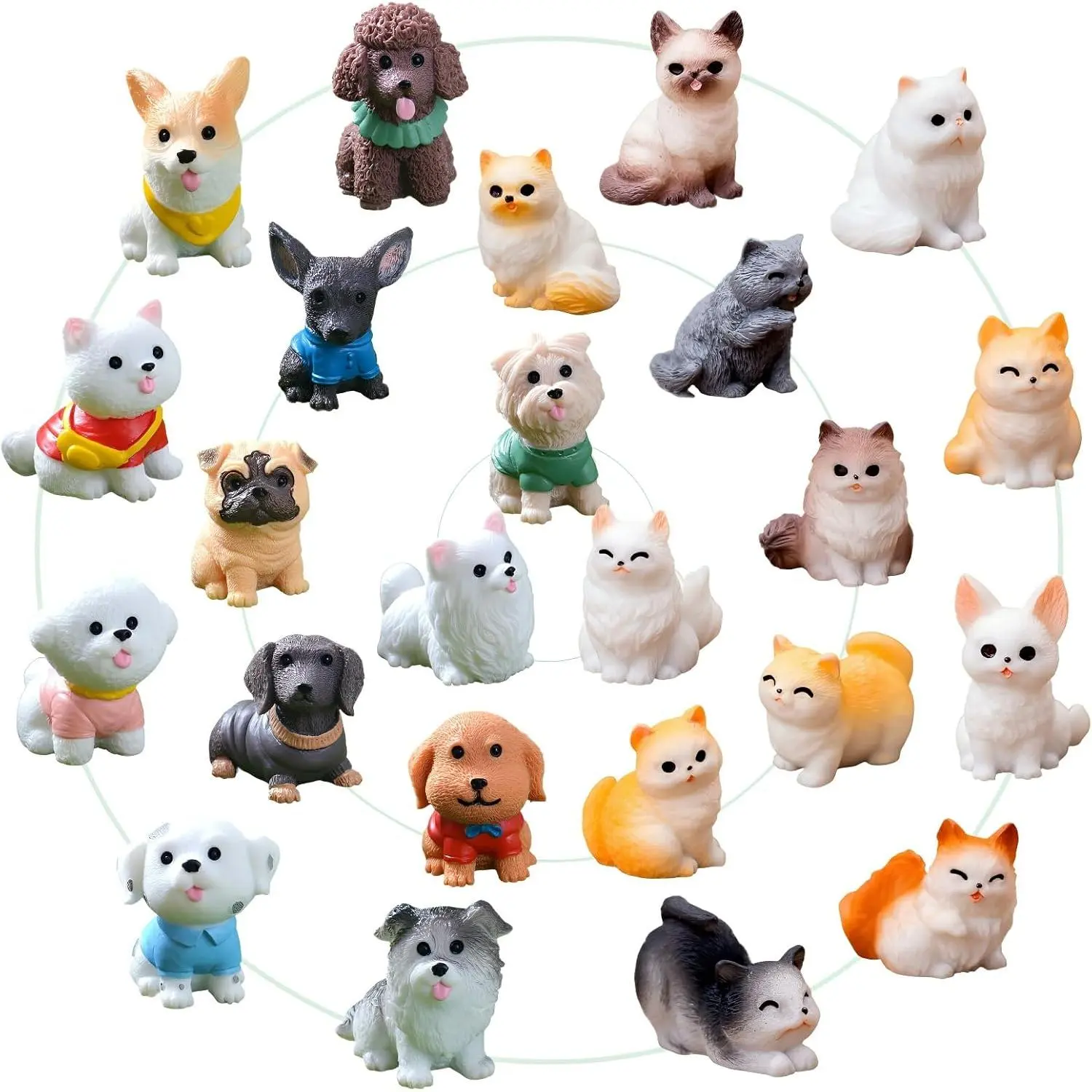 24 Pcs Mini Cat Dog Figurines Set, Cute Realistic Resin Animal Models & Cake Toppers, Miniature Ornaments for Home Desk Decor, Birthday Party Favors, Car Decor, Wedding