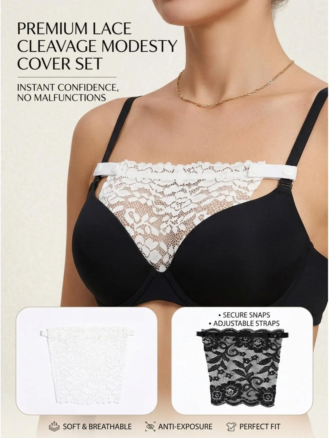 10 pieces one-piece anti-glare plunging top, women's covering fabric, lace trim, lightweight casual style, base layer anti-slip protection, chest coverage, lace low-neck covering for chest protection, sexy anti-glare fabric, Underwear