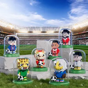 DIY Football Boy Mini Building Block Set, Soccer Player Doll with Display Case, Theme Puzzle Blocks, Enhances Manual Skills, Perfect Gift