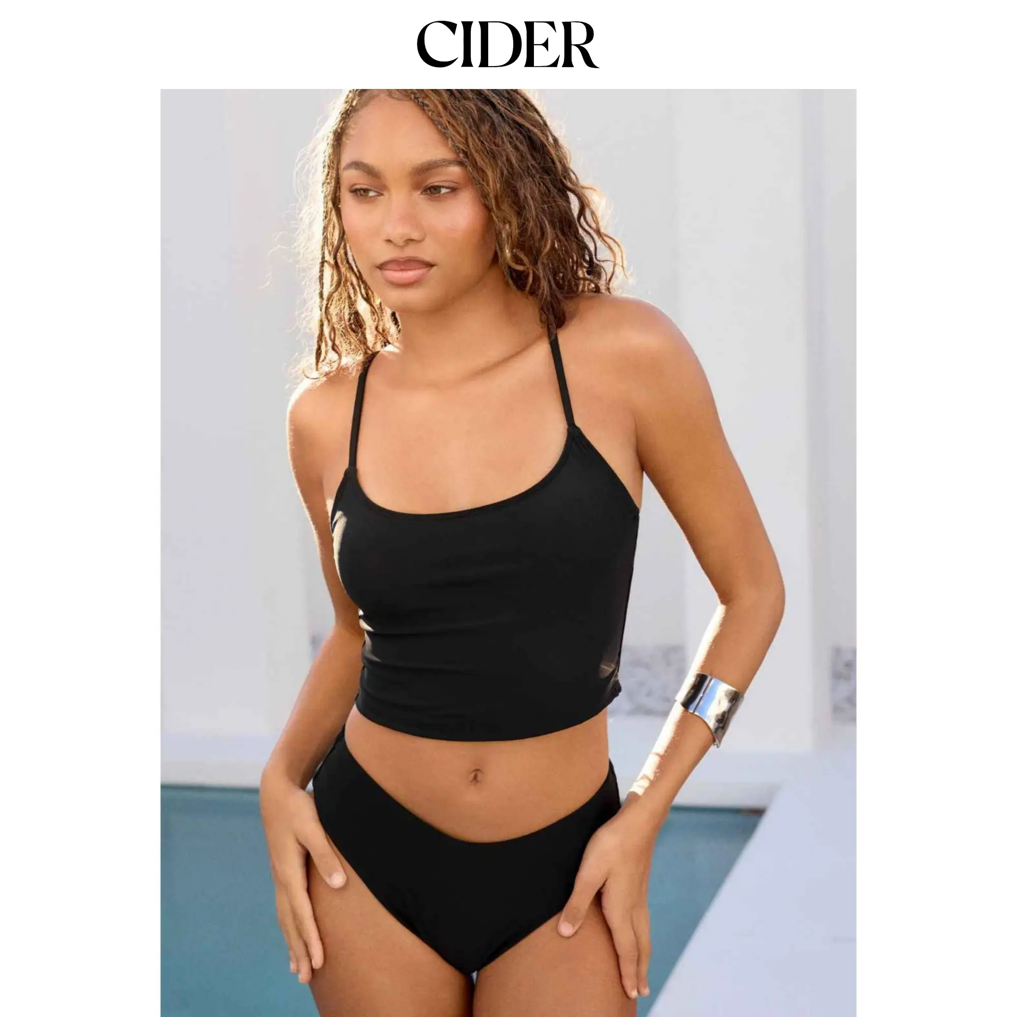 Cider High Stretch Scoop Neck Tankini & Cheeky Bikini Set