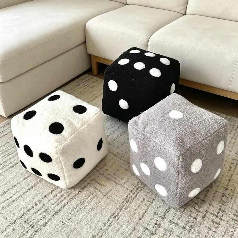 Playful Plush Dice Shaped Cushion, Soft Decorative Throw Pillow for Home Aesthetic Bedroom & Cozy Room Decor, Whimsical Sofa Accessory