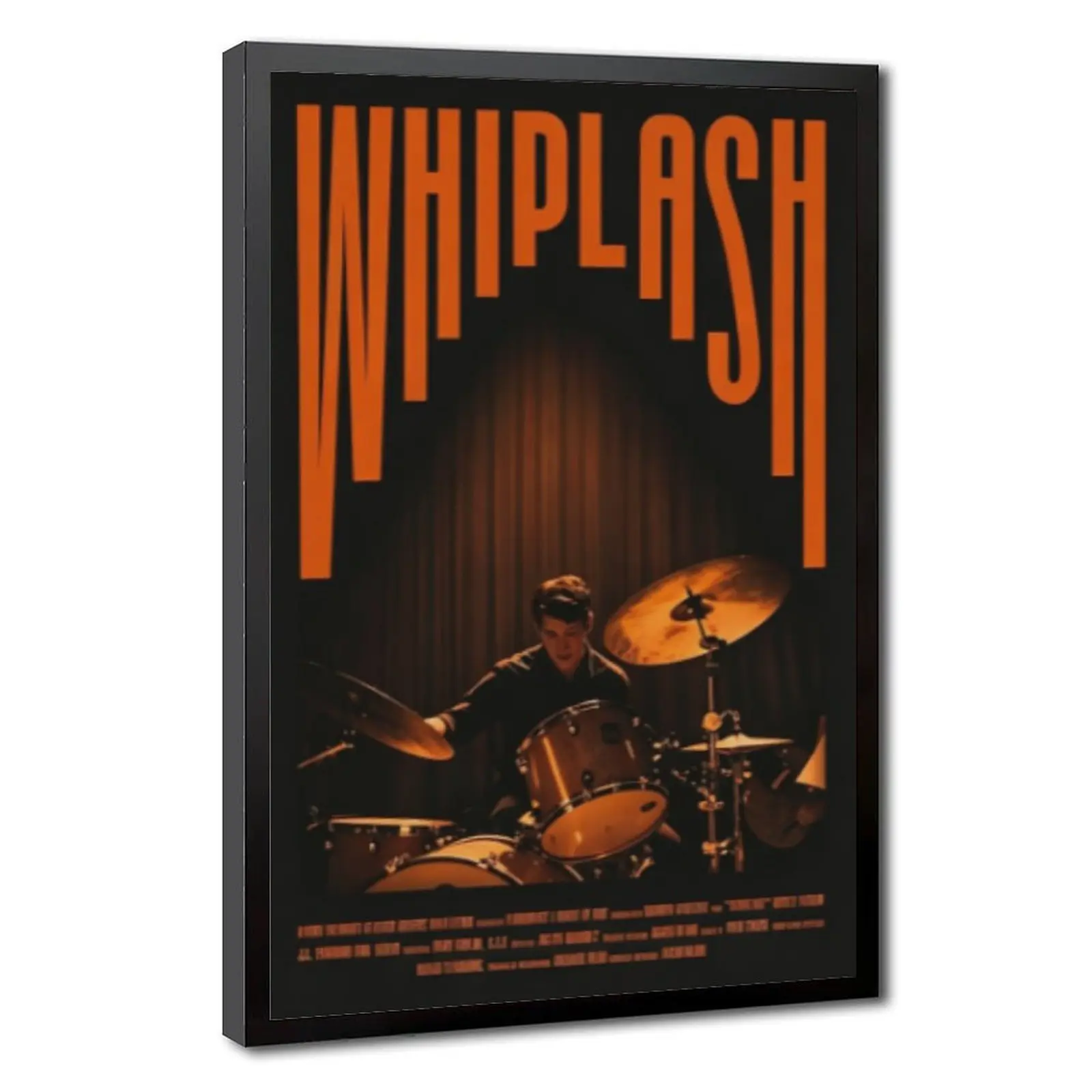 Whiplash Movie Vintage Alternative Poster Canvas Wall Art Dark Tone Orange Typography Drummer Playing Drum Set Jazz Music Film Art Print Music Studio Bedroom Man Cave Decor