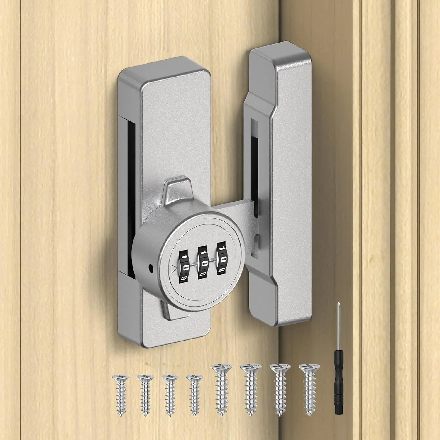 Keyless Cabinet Combination Lock - 90/180  Sliding Closet Door Lock for Pantry, Barn, Cupboard, Drawer - Zinc Alloy Mechanical Password Latch, Anti- & Sturdy (1, )