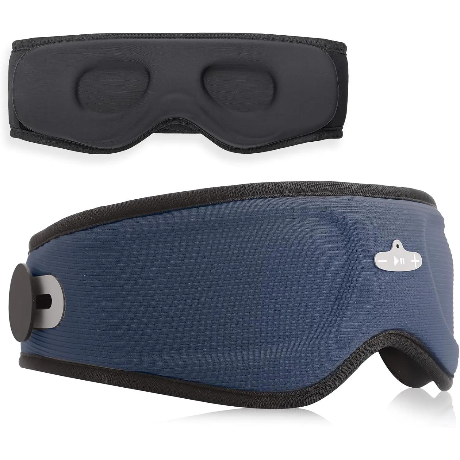 VINTEAM 3D Sleep Mask Bluetooth, Wireless Eye Mask with Headphones for Sleepers Sensitive to Light & Noise, with Adjustable Speakers, Blackout Eye Mask for Travel, Meditation & Relaxation (Grey Blue)