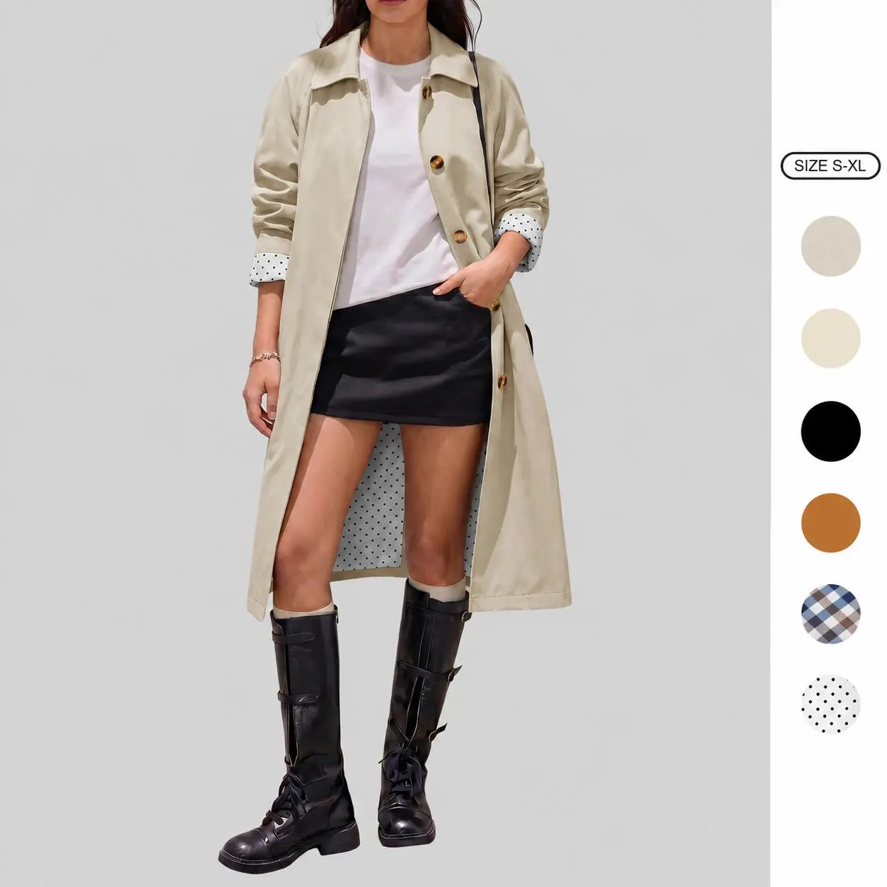 Imily Bela Women's Long Single Breasted Oversized Windproof Trench Coat, Fashion Outerwear for Women