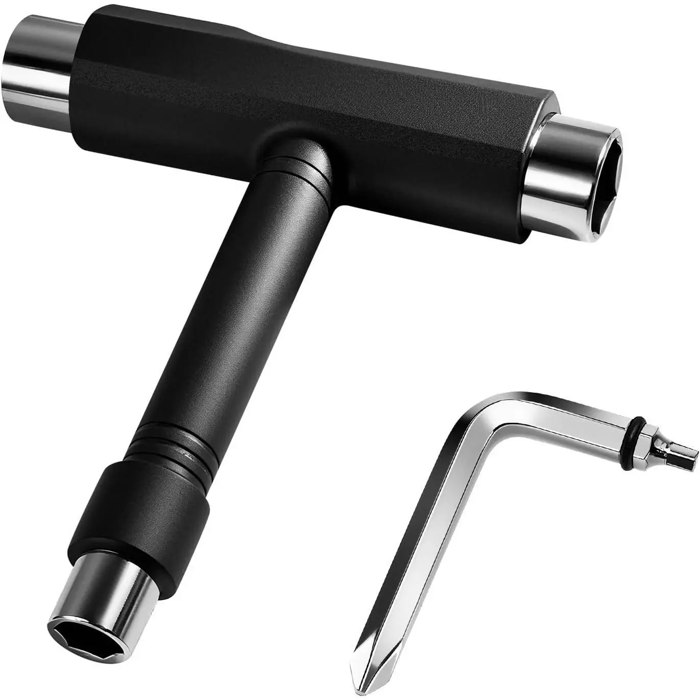 Skate Tool All-in-One,Skateboard Wrench Multi-Function Portable Skate T Tool and L-Type Phillips Head Wrench Screwdriver