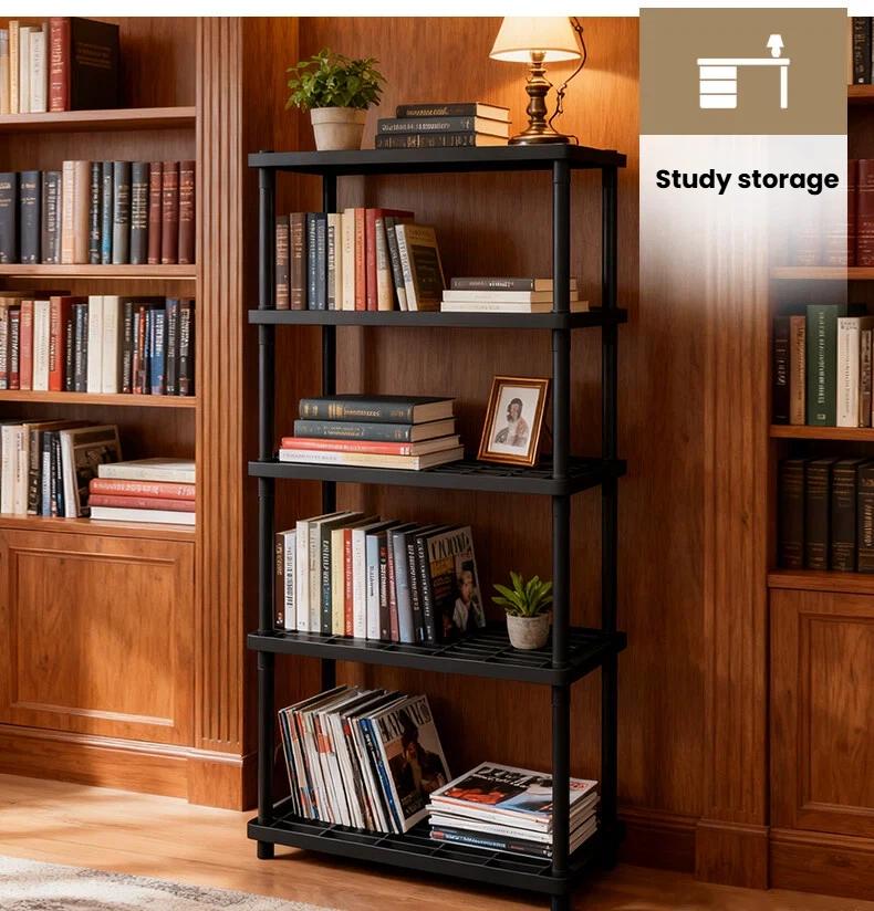 4-Tier Plastic  and Metal Freestanding Shelf Bathroom Organizer,Space-Saving And Utility Shelving,Shelving Unit Storage Rack Organizer for Home, Garage, Basement, Shed and Laundry Room