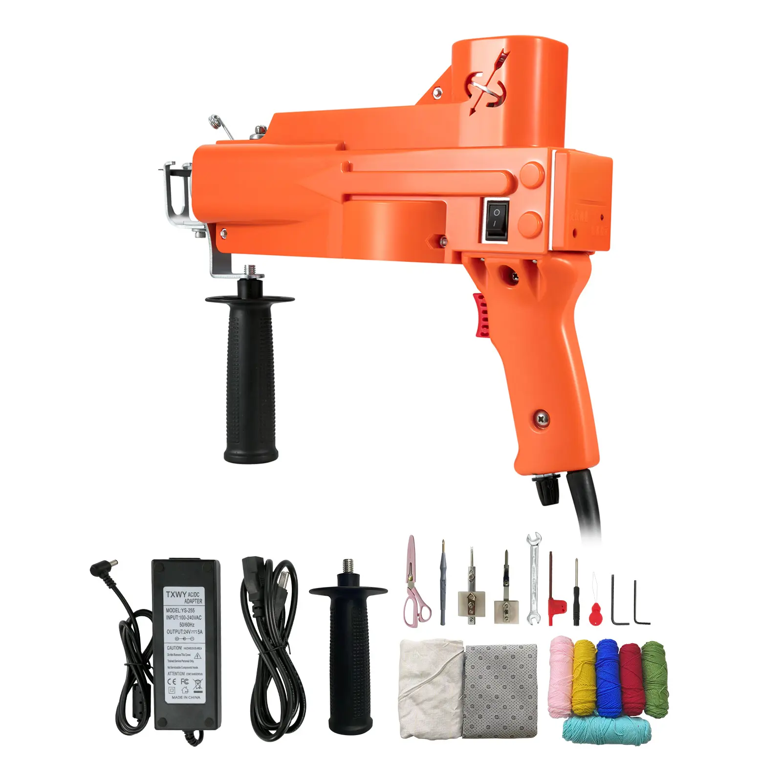 Tufting Gun, 2 in 1 Cut & Loop Pile, Electric Carpet Weaving Flocking Machine, Rug Machines Starter Kit, 7-27 Stitches/sec High Speed Rug Making Tools, 4-25 mm Adjustable Height, 110V