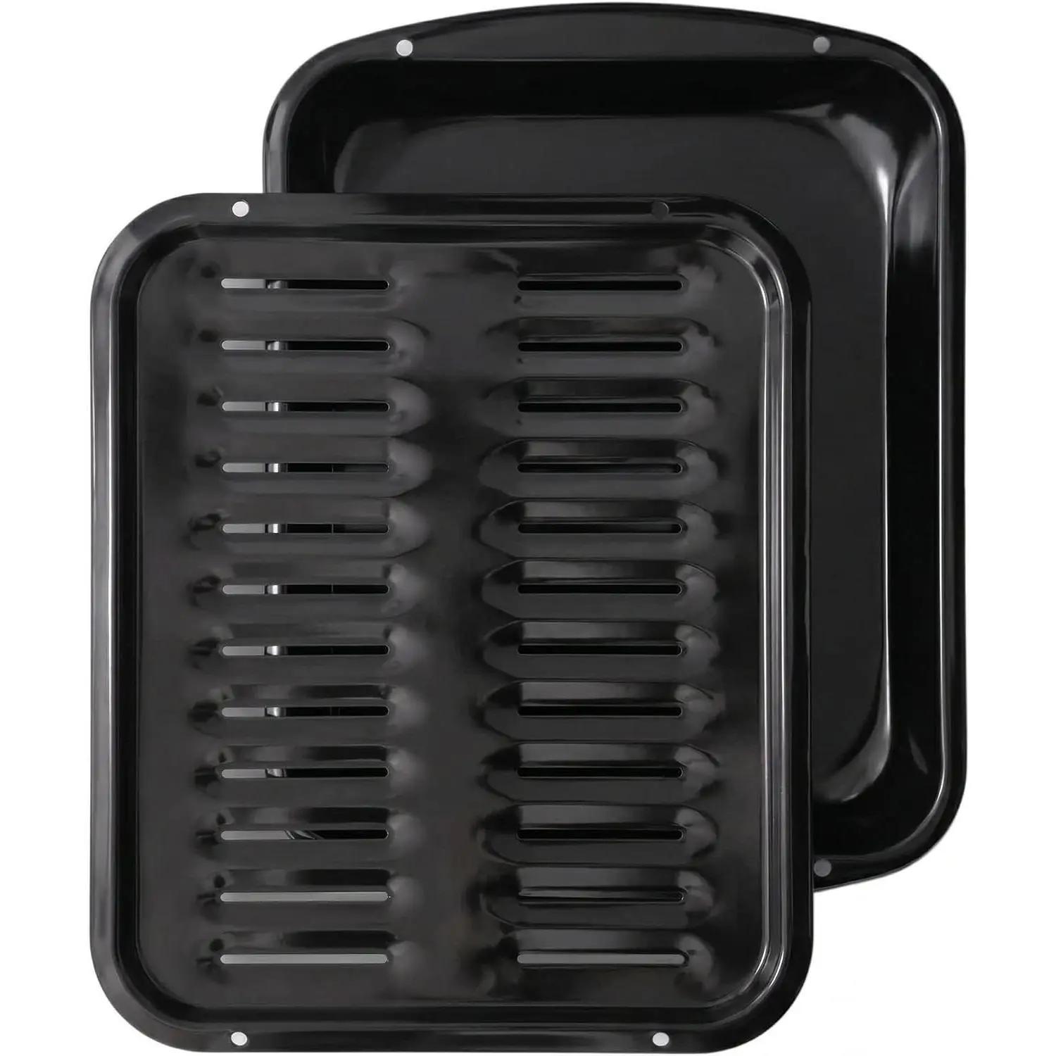 Broiler Pan for Oven Nonstick 16.75” x 13” Porcelain Nonstick Coated - Broiling Pan for Oven Withstands Heat up to 550° F - Heavy Duty Broil Pans and Rack Circulates Heat and Drains Fat (Black)