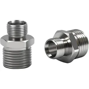 1/2 to 3/8 Water Line Adapter, Brass Compression reducer pipe fitting, 3/8 Male to 1/2 Male Water Hose Adapter for RV Kitchen, Pipe Connector with Teflon Tape and Filter gasket (2-Pack)