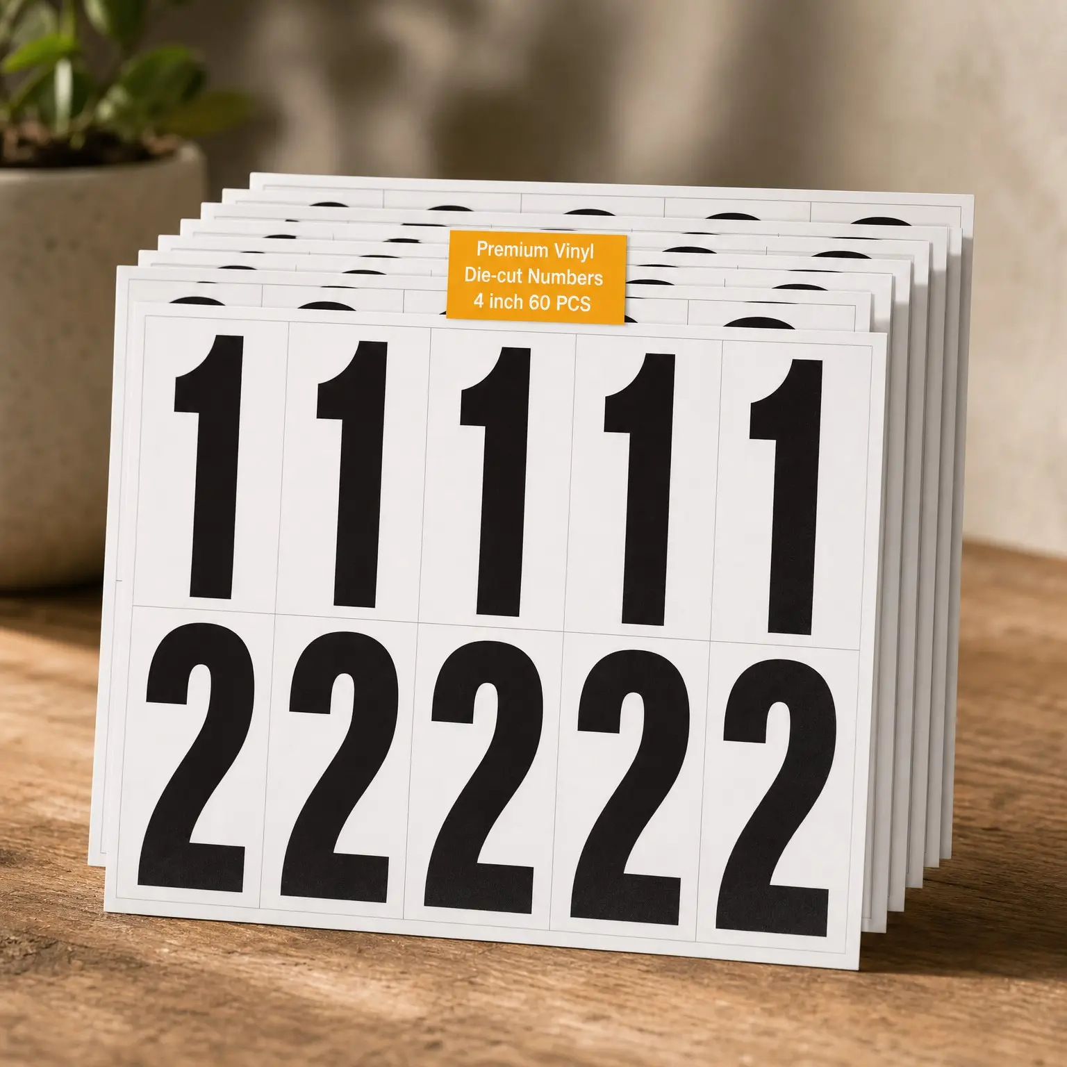 4 Inch Reflective Vinyl Mailbox Numbers 60 PCS - Self Adhesive Outdoor Number Stickers, Pre-Spaced Decals for Mailboxes, Trash Cans, Cars, DoorsGift