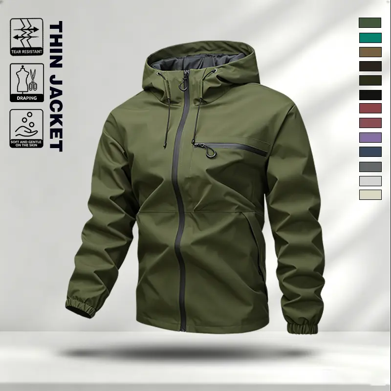 Trendy hooded functional jacket men's waterproof assault jacket for spring and autumn commuting windproof casual jacket
