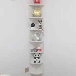 7-Tier Country Farmhouse Corner Shelf, Living Room Decor, Heavy-Duty Space-Saving Wall Mounted Storage Organizer, Sturdy Plastic Shelving Unit