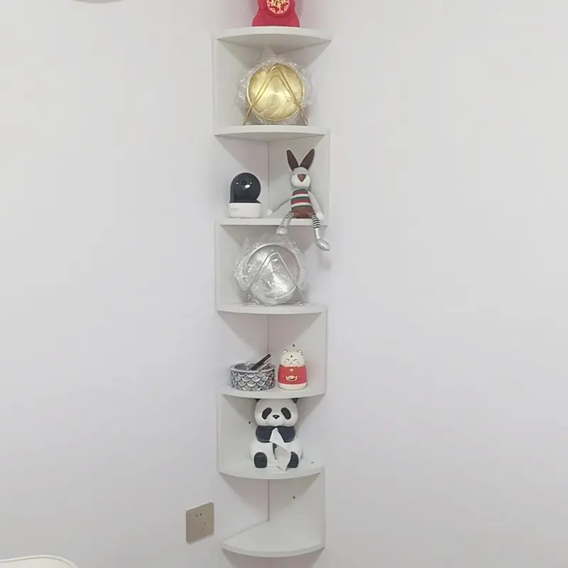 7-Tier Country Farmhouse Corner Shelf, Shelf for Wall, Living Room Decor, Heavy-Duty Space-Saving Wall Mounted Storage Organizer, Sturdy Plastic Shelving Unit