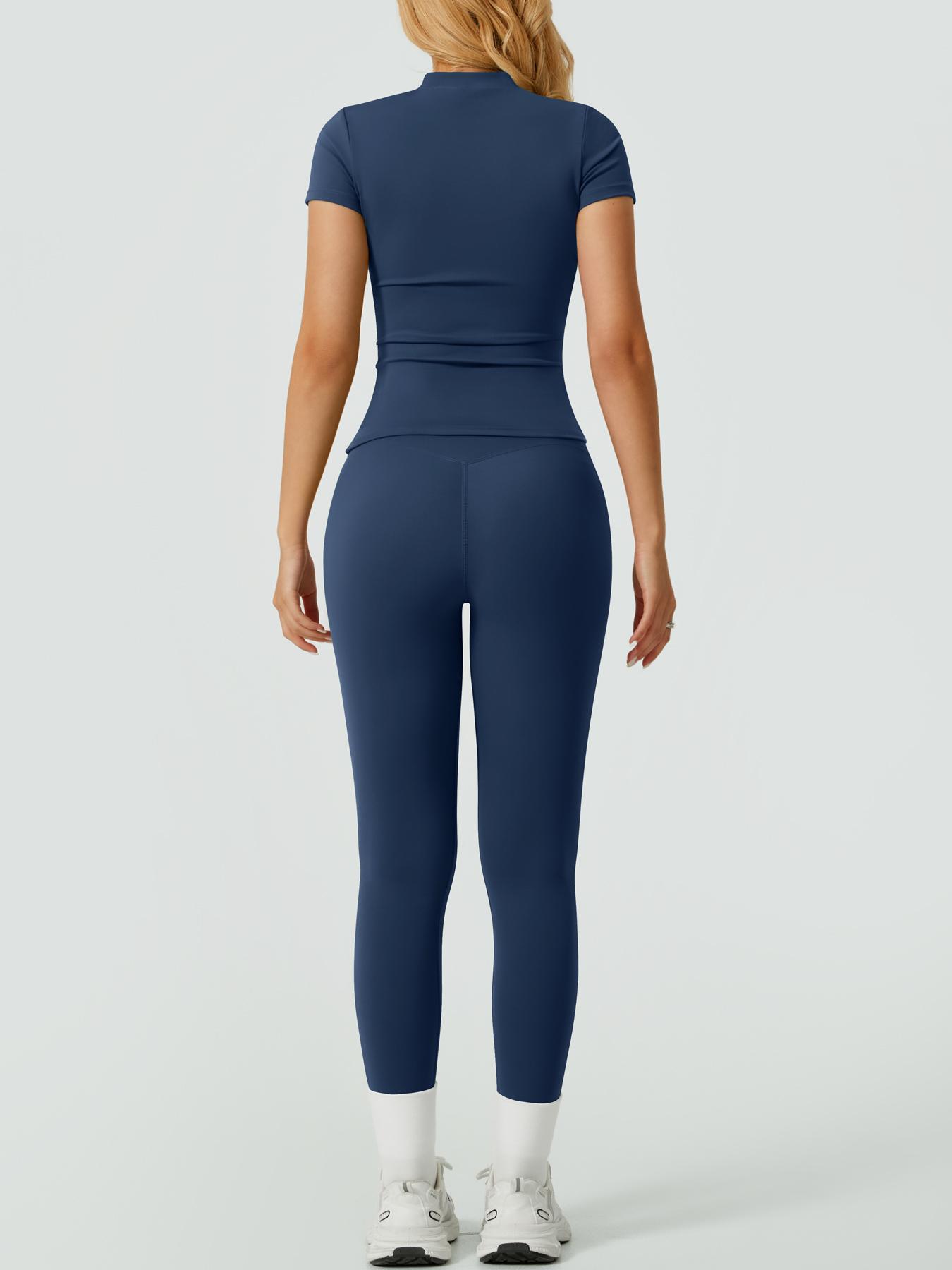 Two-Piece Set Women's Solid Ribbed Long Sleeve Tee & Leggings Sport Set, Casual Breathable Quick Drying T-shirt & Skinny Pants Set for Yoga Gym Workout Running, Ladies Sportswear for All Seasons, Sweatsuit Set, Activewear Set