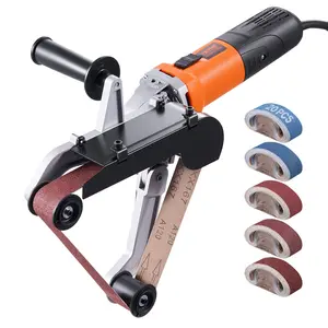 【DealsForYouDays】VEVOR Pipe Tube Polisher Sander, 1000W Pipe Belt Sander with 6 Variable Speeds 1100-3200rpm, Professional Belt Sander Grinding Machine with 100PCS Sanding Belts for Burnishing Finishing Rust Removal